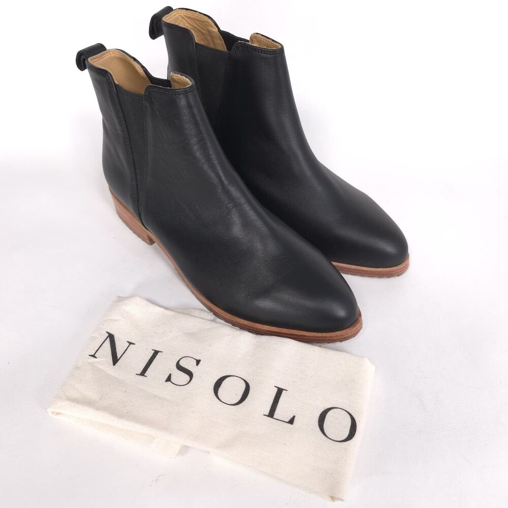NISOLO Eva Black Leather Everyday Chelsea Boots Ankle Women's 9 #6761734